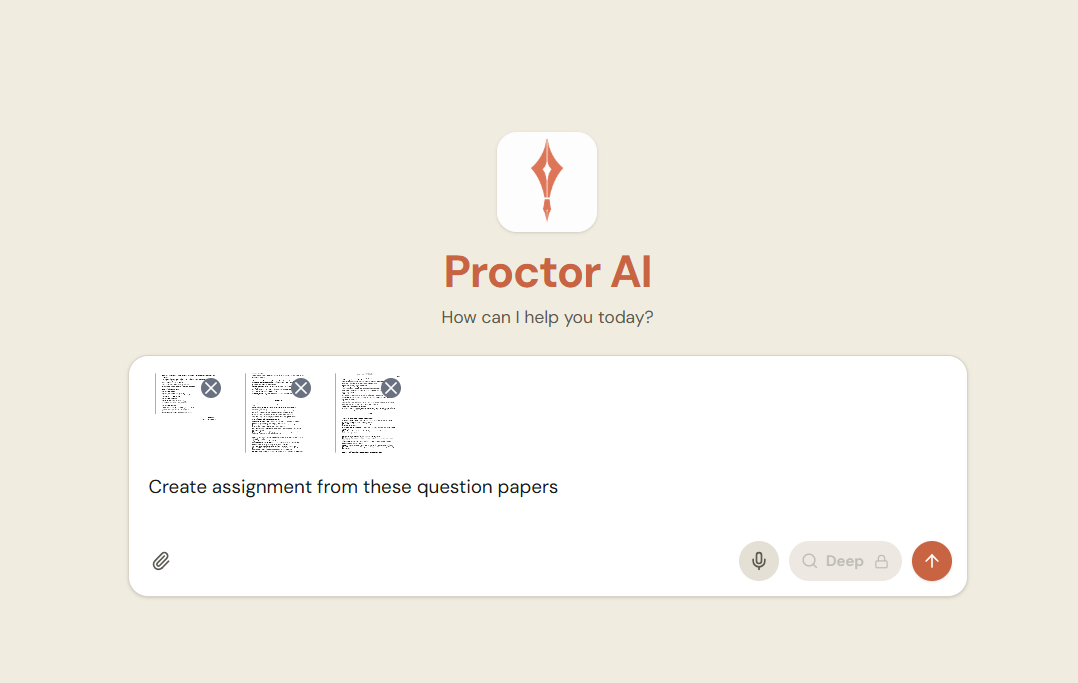 Proctor AI agent creating an assignment from a prompt, aware of the syllabus and class context